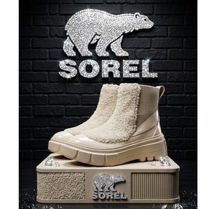 Sorel Brex ⭐️🖤Boot Chelsea waterproof Ceramic Faux Shearling Platform Boots 7.5